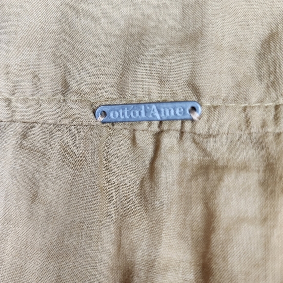 ottod'ame Button Front Fit and Flare Midi Shirt Dress  Tan Ramie Size 10/12 - Picture 12 of 16